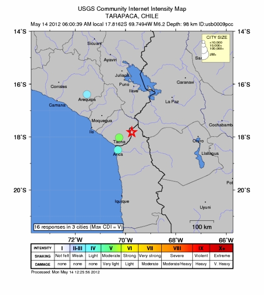sismo Chile 6.4 Arica