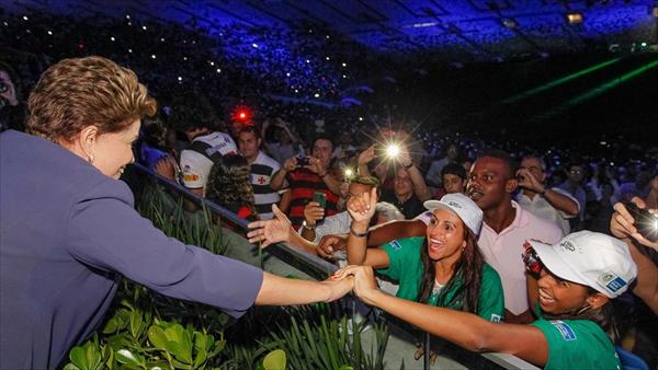 Dilma Rousseff en la inauguración del Maracaná