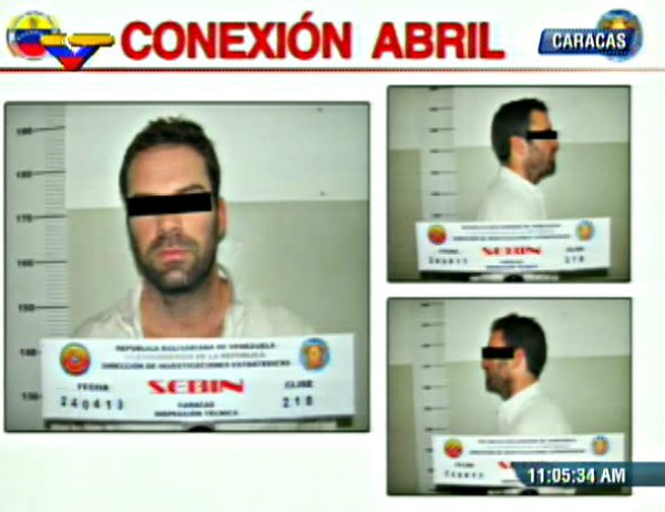 Ficha de la captura de Timothy Tracy cedida por la Televisión Venezolana 