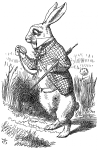 El Conejo Blanco. Primera de las ilustraciones de John Tenniel para esta obra, aparece en el primer capítulo.