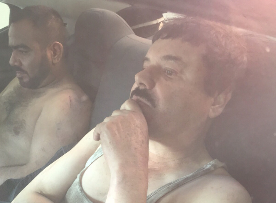 Primera imagen del narcotraficante Joaquín "El Chapo" Guzmán filtrada a medios locales el 8 de enero de 2016, tras su recaptura en la ciudad de Los Mochis, Sinaloa (México). EFE/STR