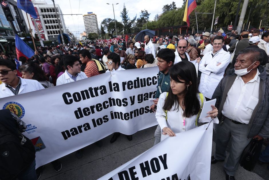 Marcha de los trabajadores, el 17 de marzo de 2016. API/Juan Cevallos