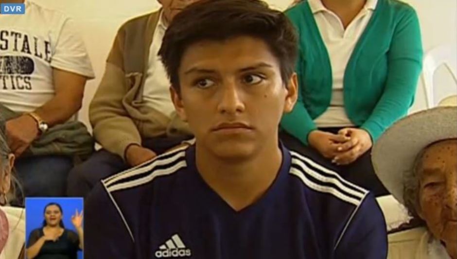 Pablo Maldonado, becario del Grupo de Alto Rendimiento, de Morona. Captura de pantalla del Enlace Ciudadano del 19 de marzo de 2016.