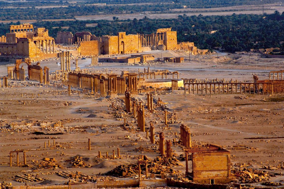 Foto difundida por la agencia oficial de noticias siria SANA, muestra la antigua ciudad de Palmira, una joya arqueológica. (AP)