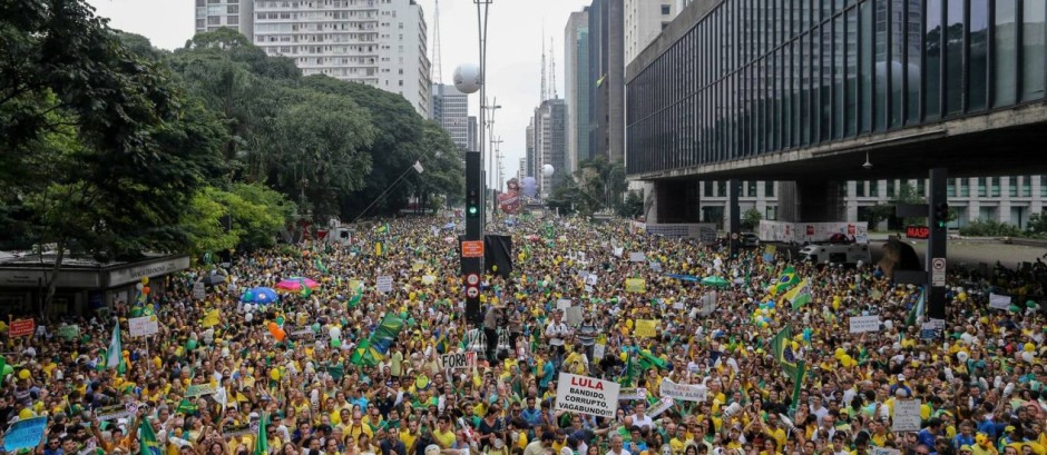 La Avenida Paulista, en Sao Paulo, el 13 de marzo de 2016. Foto publicado por el diario O Globo.