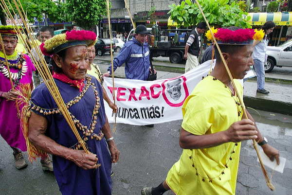 AMAZON INDIANS IN PROTEST MARCH AGAINST CHEVRONTEXACO