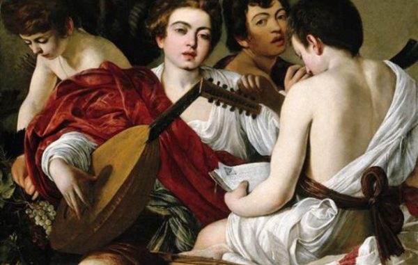 La pintura de Caravaggio, ?Los músicos? (c.1595) en una fotografía proporcionada por el Museo de Arte Kimbell el jueves 13 de octubre de 2011. Un conjunto de obras del famoso pintor italiano serán presentadas junto a piezas de aquellos influenciados por él en una exposición que se inaugurará en Fort Worth, Texas. (Foto AP/Kimbell Art Museum)