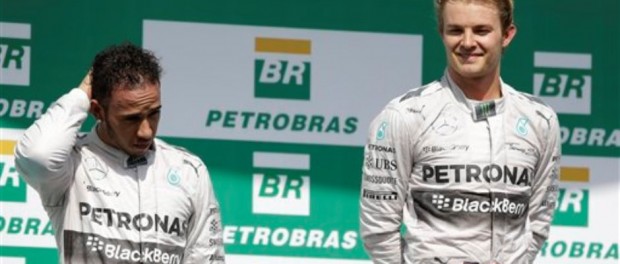 Nico Rosberg y Lewis Hamilton. GP Brasil.