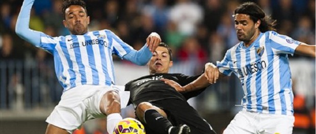 Welligton Robson, Cristiano Ronaldo, Sergio Sanchez. Real Madrid vs Málaga.
