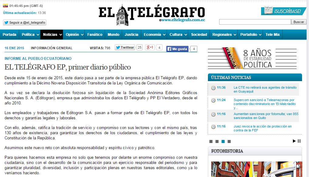 El Telegrafo Informa Cambio Y Ofrece Ser El Mejor Diario De Este