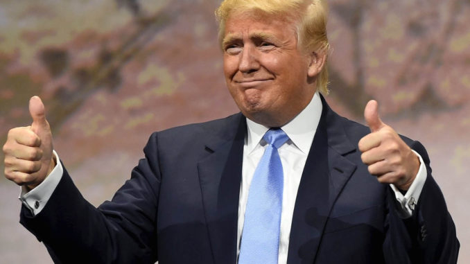 Donald Trump speaks during the National Rifle Association's annual meeting in Nashville, Tennessee