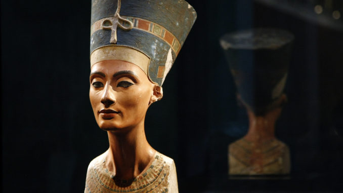 The statue of Nefertiti is pictured at 'Neues Museum' building in Berlin