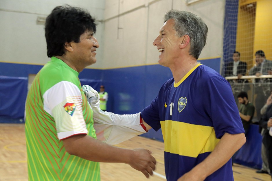 EVO MORALES Y EL PRESIDENTE ELECTO DE ARGENTINA MAURICIO MACRI