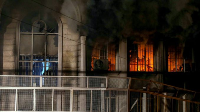 Iranians Burned Saudi Arabia embassy in Tehran