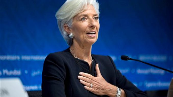 Christine Lagarde azul