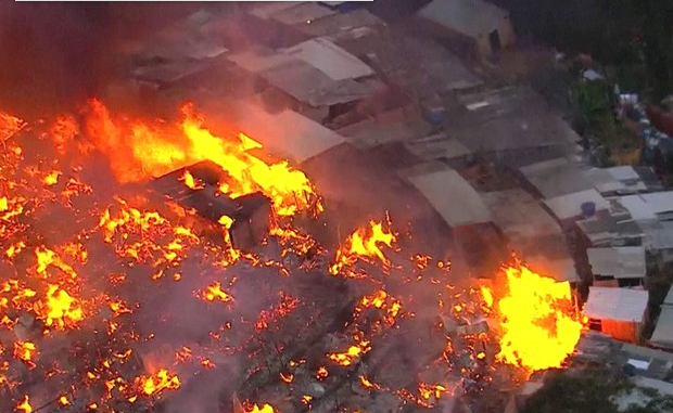 Incendio en favela de Osasco. Foto: GloboNews/Reprodução