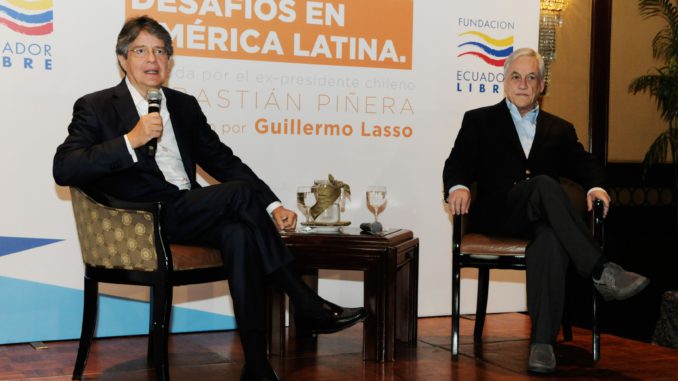 Rueda de prensa de Sebastián Piñera y Guillermo Lasso. Foto: Marcos Pin / API