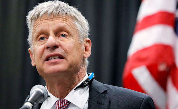 Libertarian Party presidential candidate Gary Johnson speaks during the Cannabis World Congress & Business Exposition in New York