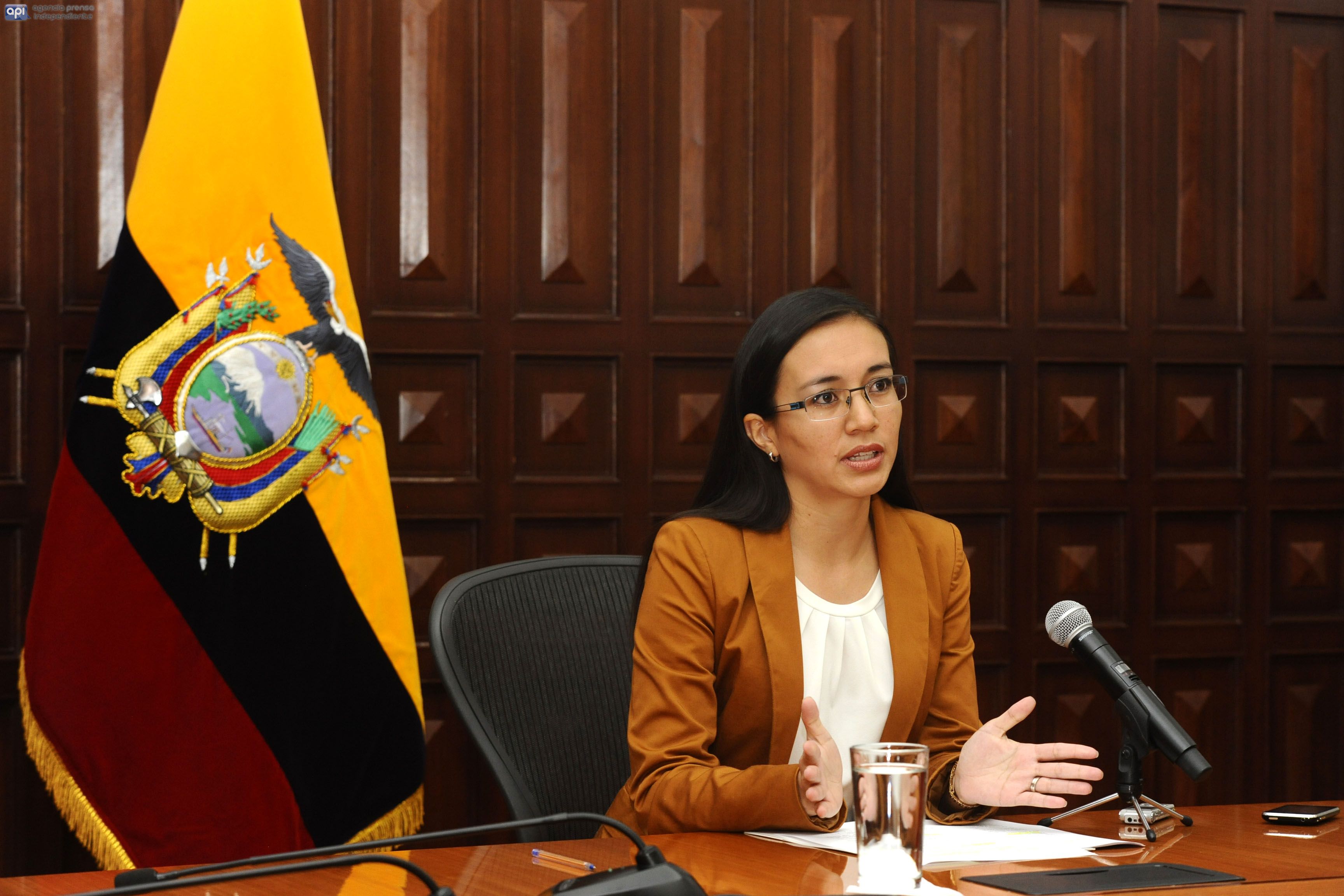 QUITO-ECUADOR. La vicepresidenta Sandra Naranjo informó sobre los procesos de traspaso de información al próximo gobierno de turno. APIFOTO/JUAN RUIZ