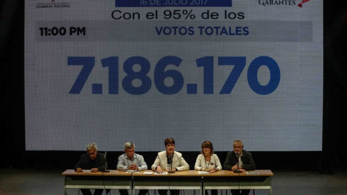 Un 98 % de votantes en plebiscito opositor rechaza constituyente de Maduro