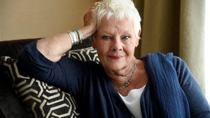 Judy Dench en sofá de cebra