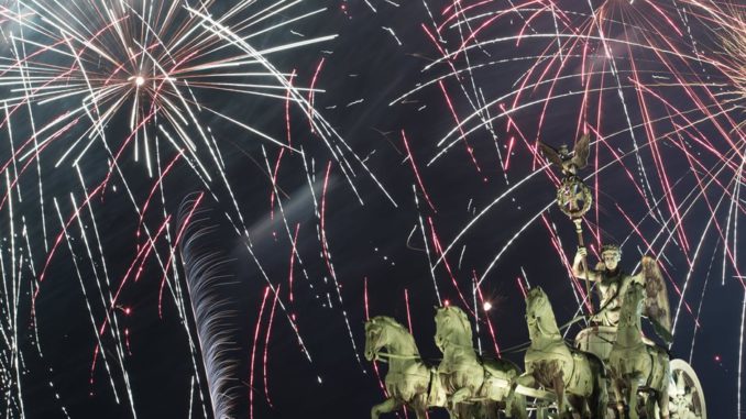 New Year's Eve celebrations at Brandenburg Gate in Berlin