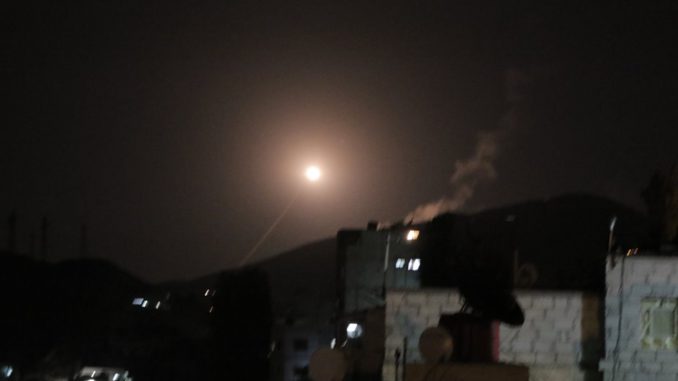 Joint US, British and French airstrikes in Syria