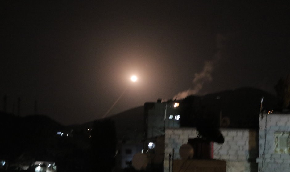Joint US, British and French airstrikes in Syria