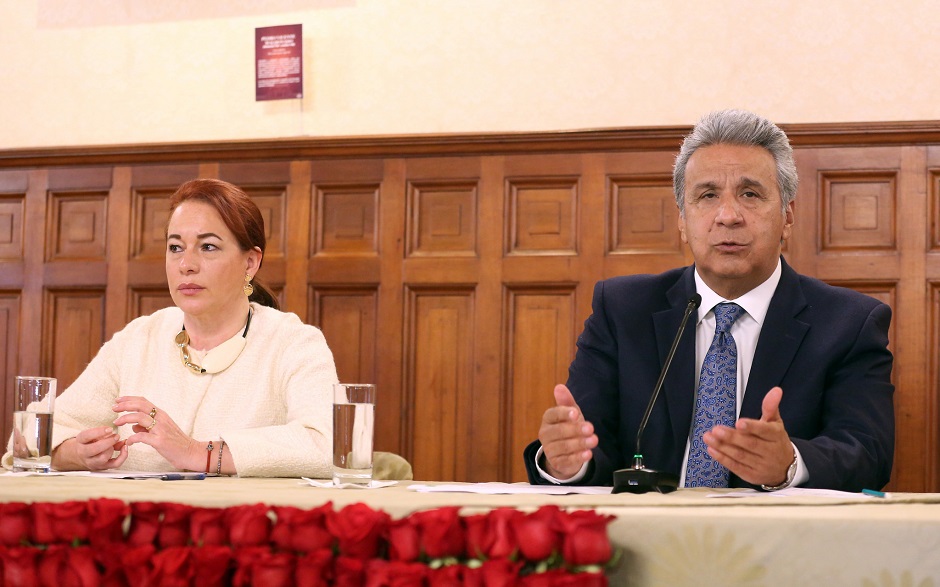 canciller maria fernanda espinosa y lenin moreno