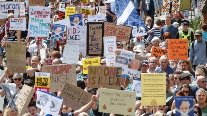 Protests against US President Trump visit to the UK