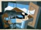 Fotografía cedida por la galería Albright-Knox donde se muestra una reproducción de la obra "Le Canigou" (1921), del pintor español Juan Gris que forma parte de la exposición "Cubismo a color: Los bodegones de Juan Gris". U
