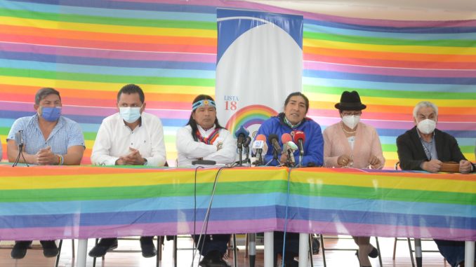 Quito 6 de abril 2021. Rueda de prensa pachakutik.APIFOTO/ESTUARDO VERA