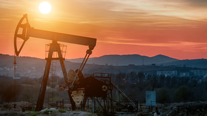 oil pump on orange sunset