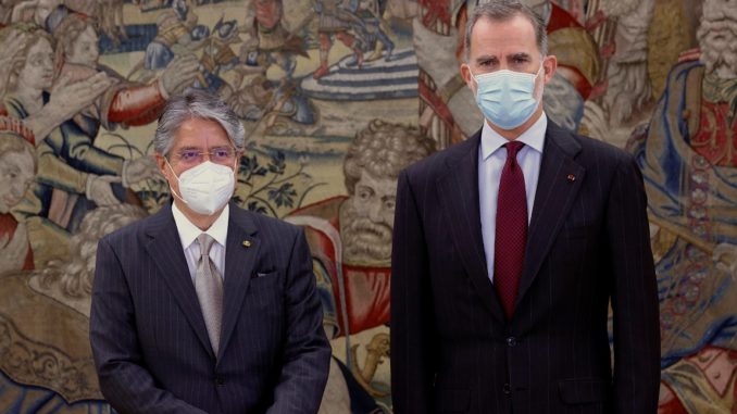 El rey Felipe y el presidente de Ecuador Guillermo Lasso Mendoza