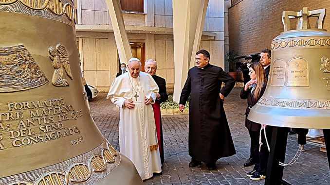 Pope Francis blesses bell that will ring out in defence of unborn