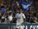 GETAFE (MADRID), 08/10/2022.- El defensa brasileño del Real Madrid Eder Militao celebra el gol conseguido en el partido de la jornada 8 de Liga de Primera División que disputan Getafe y Real Madrid en el Coliseo Alfonso Pérez de Getafe. EFE/Rodrigo Jiménez