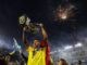 AMDEP8525. BUENOS AIRES (ARGENTINA), 23/10/2022.- Sebastián Villa de Boca celebra hoy, al ganar Liga de Fútbol Profesional argentina en el estadio La Bombonera en Buenos Aires (Argentina). Boca Juniors se proclamó este domingo campeón de la Liga de Fútbol Profesional argentino tras empatar 2-2 con Independiente en la vigésima séptima y última jornada del torneo local. EFE/Juan Ignacio Roncoroni