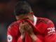 London (United Kingdom), 22/10/2022.- Manchester United's Raphael Varane reacts during the English Premier League soccer match between Chelsea FC and Manchester United in London, Britain, 22 October 2022. (Reino Unido, Londres) EFE/EPA/DANIEL HAMBURY EDITORIAL USE ONLY. No use with unauthorized audio, video, data, fixture lists, club/league logos or 'live' services. Online in-match use limited to 120 images, no video emulation. No use in betting, games or single club/league/player publications