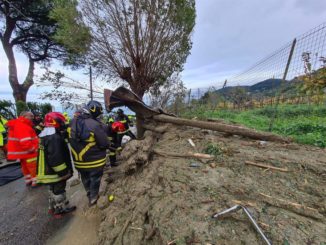 Ischia (Italy), 26/11/2022.- An area affected by a landslide in Ischia island, in the Gulf of Naples, Italy, 26 November 2022. A group of people are feared to be missing after heavy rain caused a landslide from the top of the Epomeo mountain, at a height of about 780 meters, and reached the seafront, overwhelming some parked cars and dragging them to the sea. (Italia, Nápoles) EFE/EPA/CIRO FUSCO ITALY OUT