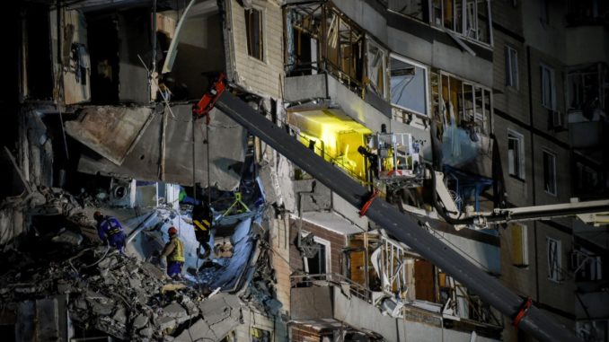 Aftermath of Russian missile attack hitting an apartment block in Dnipro, southeastern Ukraine