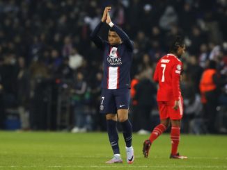 Paris (France), 14/02/2023.- Kylian Mbappe of PSG reacts after the UEFA Champions League Round of 16, 1st leg match between Paris Saint-Germain and Bayern Munich in Paris, France, 14 February 2023. (Liga de Campeones, Francia) EFE/EPA/TERESA SUAREZ