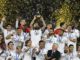 Rabat (Morocco), 11/02/2023.- Players of Real Madrid celebrate with the trophy after winning the FIFA Club World Cup final between Real Madrid and Al Hilal SFC in Rabat, Morocco, 11 February 2023. (Mundial de Fútbol, Marruecos) EFE/EPA/Mohamed Messara