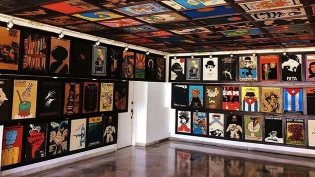 Imagen de la exposición de carteles permanentes en el Instituto Cubano del Arte e Industria Cinematográficos. (elcineescortar.com)