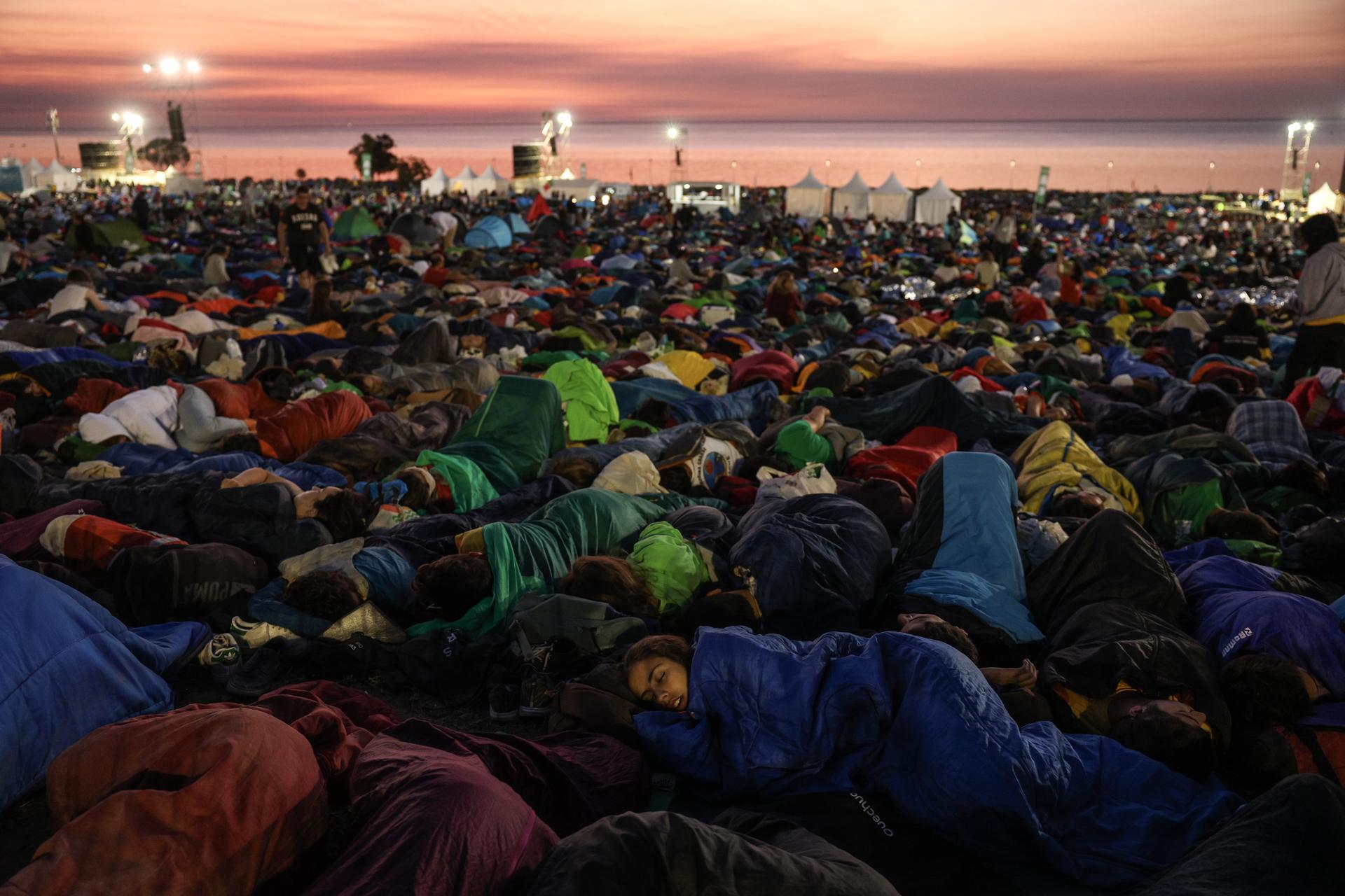 Pope Francis attends a youth vigil at World Youth Day 2023