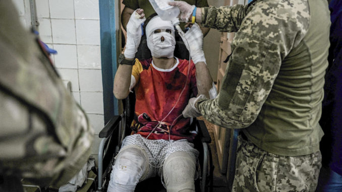 Punto de estabilización para los heridos cerca de la línea del frente en Ucrania