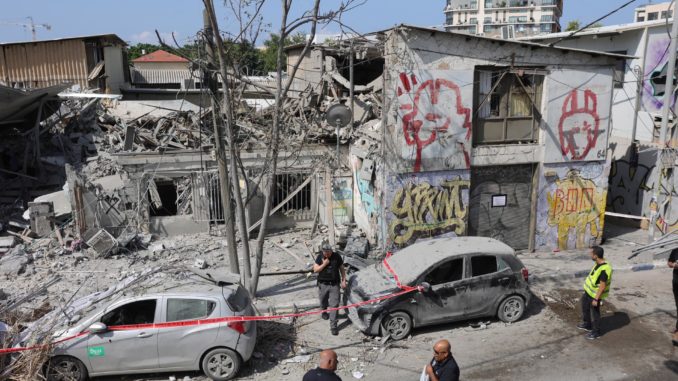Destruction in Tel Aviv following Hamas rocket attacks