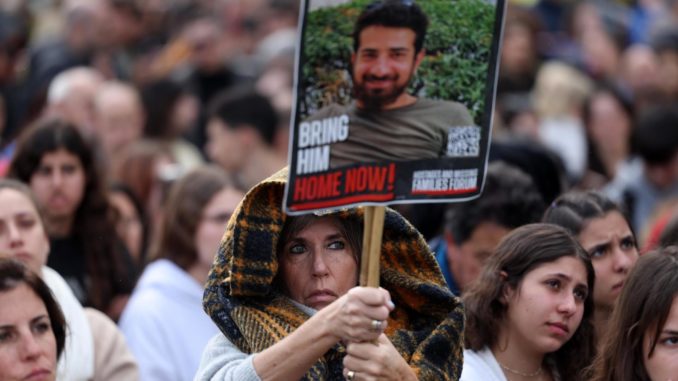 Hostages' families rally in Tel Aviv to mark the 100th day of their captivity in Gaza