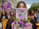 AME6929. QUITO (ECUADOR), 08/03/2024.- Mujeres se manifiestan durante una marcha por el Día Internacional de la Mujer, este viernes en Quito (Ecuador). EFE/Gianna Benalcazar