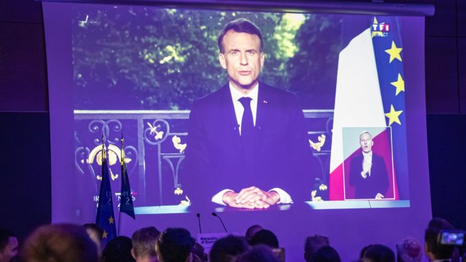 France's Presidential party supporters after the European Elections in Paris
