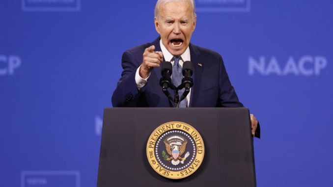 US President Joe Biden speaks during the 115th NAACP National Convention